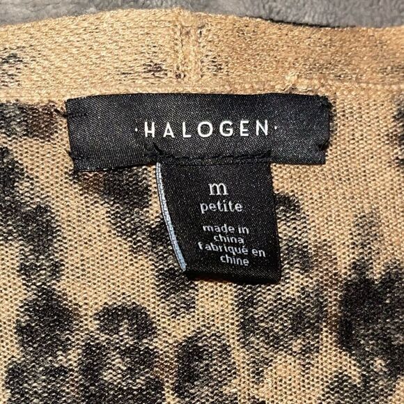 Halogen Leopard Print Open Sweater w/ Ribbed Cuffs - Picture 6 of 9